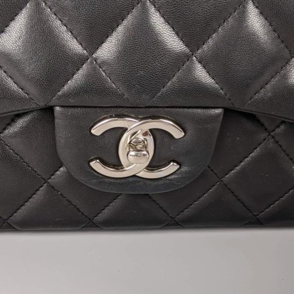 SOLD Chanel Black Maxi Lambskin Classic Flap Bag - Picture 8 of 12